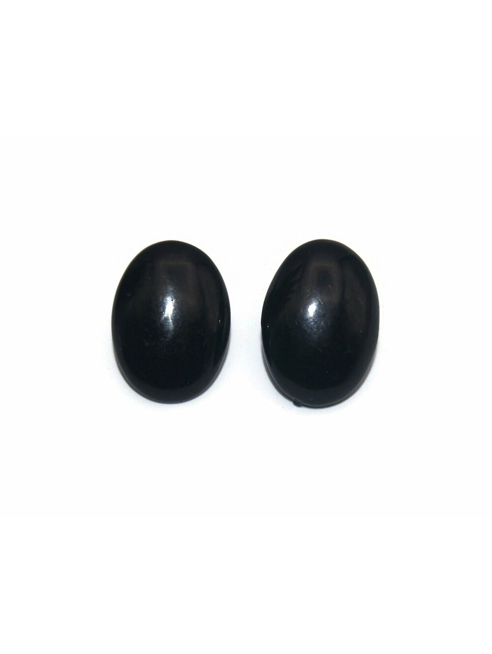 Vintage Oval Black Plastic Stud Earrings with Post Backs for Pierced Ears.